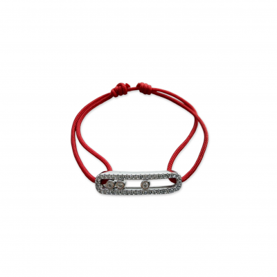 MESSIKA MESSIKA CARE(S) RED CORD PAVÉ BRACELET WHITE GOLD